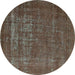 Round Oriental Turquoise Industrial Rug, urb960turq