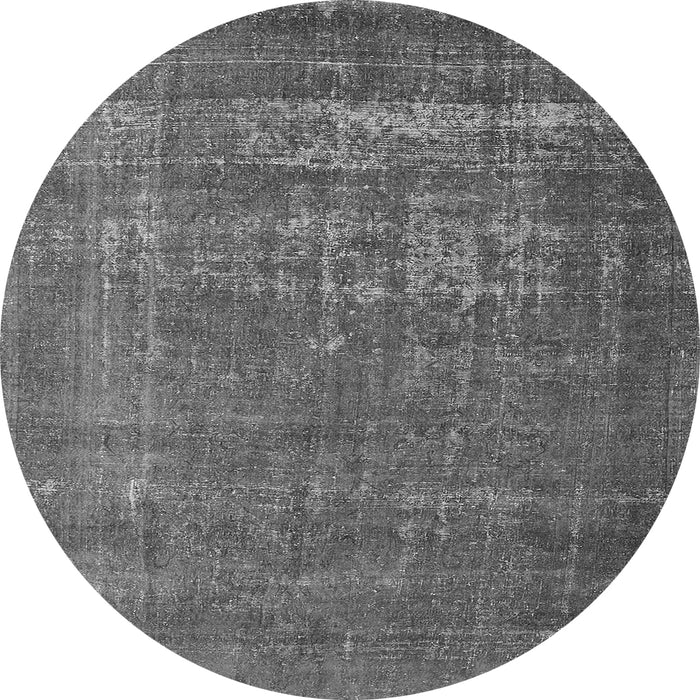 Round Machine Washable Oriental Gray Industrial Rug, wshurb960gry