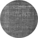 Round Machine Washable Oriental Gray Industrial Rug, wshurb960gry