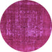 Round Machine Washable Oriental Purple Industrial Area Rugs, wshurb961pur