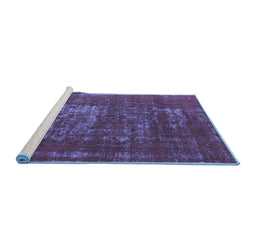 Sideview of Machine Washable Oriental Blue Industrial Rug, wshurb961blu