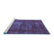 Sideview of Machine Washable Oriental Blue Industrial Rug, wshurb961blu