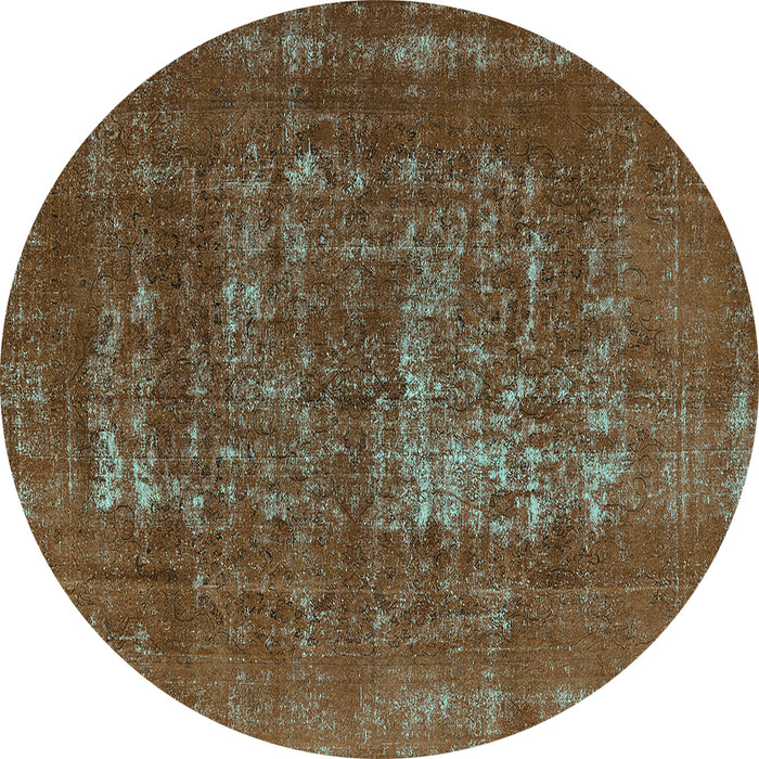 Round Oriental Turquoise Industrial Rug, urb961turq