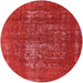 Round Mid-Century Modern Red Oriental Rug, urb961