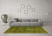 Machine Washable Oriental Green Industrial Area Rugs in a Living Room,, wshurb961grn