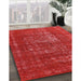 Mid-Century Modern Red Oriental Rug in Family Room, urb961