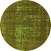 Round Oriental Green Industrial Rug, urb961grn