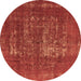 Round Oriental Brown Industrial Rug, urb961brn