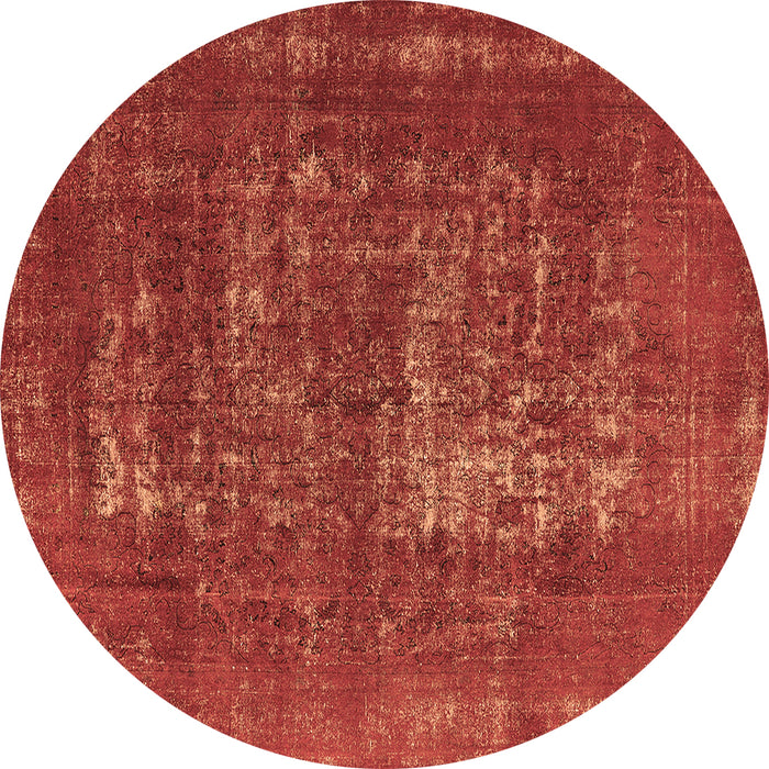 Round Machine Washable Oriental Brown Industrial Rug, wshurb961brn
