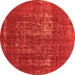 Round Machine Washable Oriental Orange Industrial Area Rugs, wshurb961org