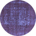 Round Oriental Blue Industrial Rug, urb961blu