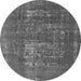 Round Oriental Gray Industrial Rug, urb961gry