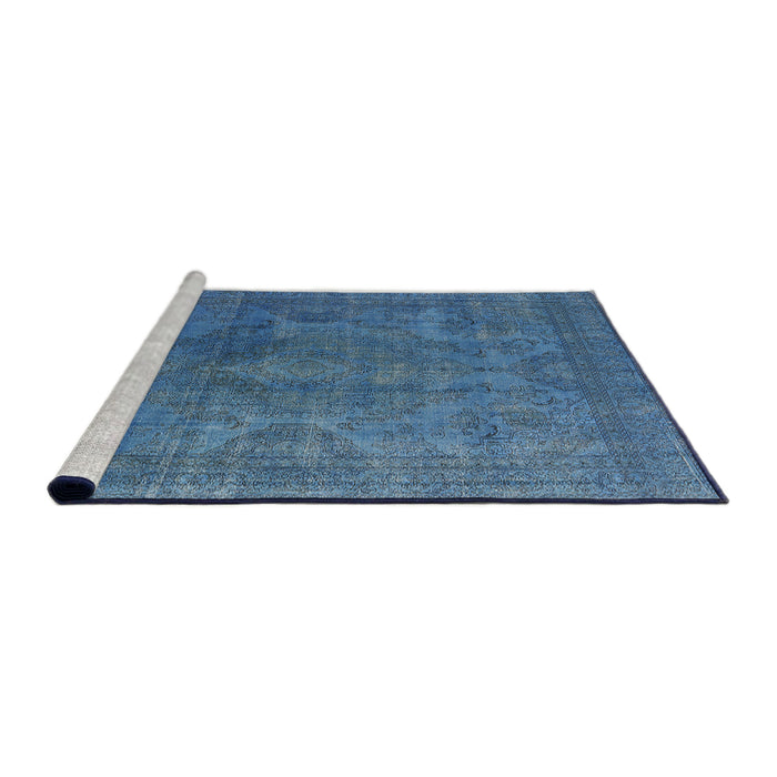 Sideview of Machine Washable Industrial Modern Blue Rug, wshurb962