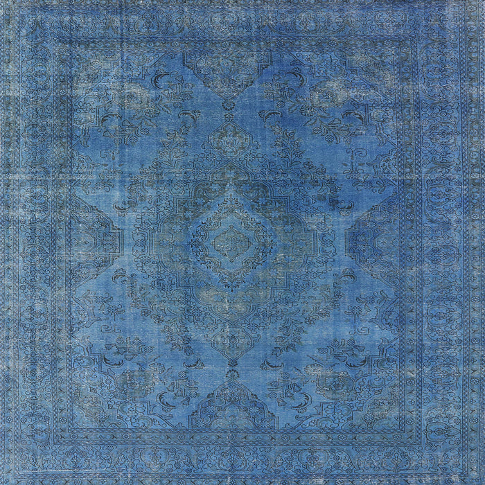 Square Mid-Century Modern Blue Persian Rug, urb962