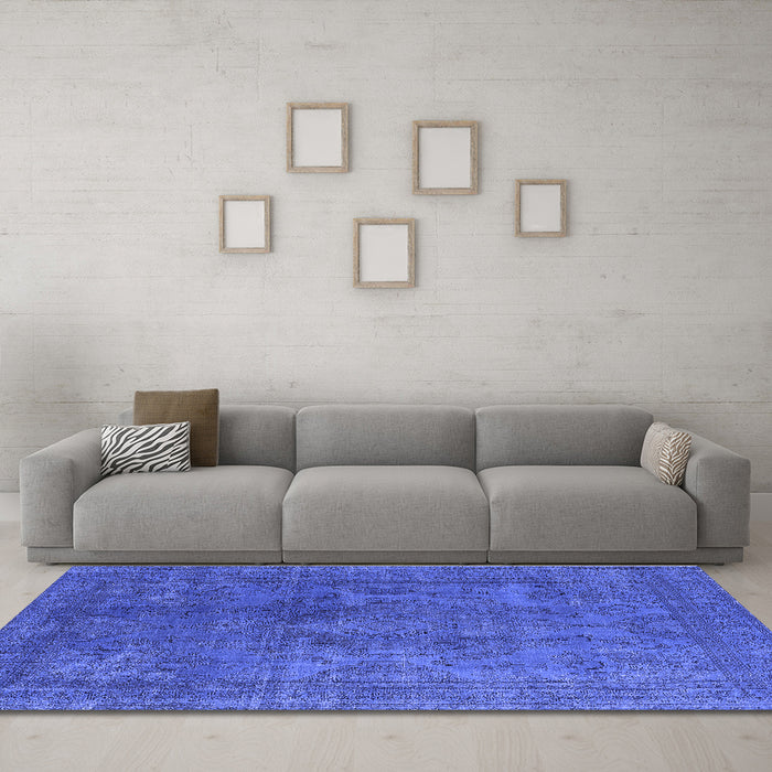 Machine Washable Persian Blue Bohemian Rug in a Living Room, wshurb962blu