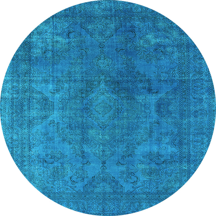 Round Machine Washable Persian Light Blue Bohemian Rug, wshurb962lblu