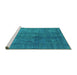 Sideview of Machine Washable Persian Turquoise Bohemian Area Rugs, wshurb962turq