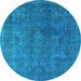 Round Persian Light Blue Bohemian Rug, urb962lblu