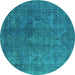 Round Persian Turquoise Bohemian Rug, urb962turq