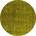 Round Machine Washable Persian Yellow Bohemian Rug, wshurb962yw