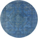 Round Mid-Century Modern Blue Persian Rug, urb962