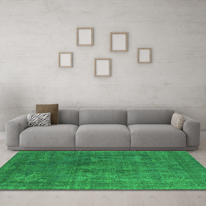 Machine Washable Persian Green Bohemian Area Rugs in a Living Room,, wshurb962grn