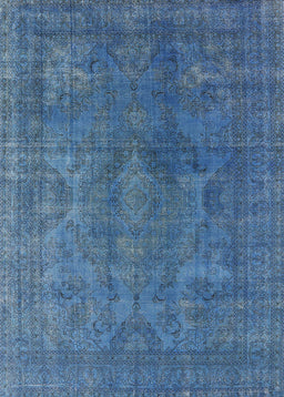 Machine Washable Industrial Modern Blue Rug, wshurb962