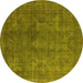 Round Persian Yellow Bohemian Rug, urb962yw