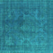 Square Machine Washable Persian Turquoise Bohemian Area Rugs, wshurb962turq