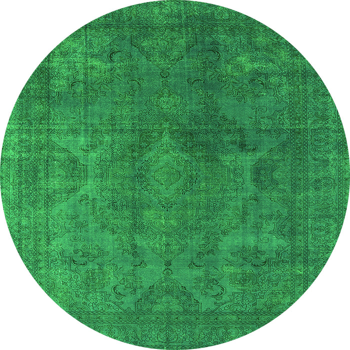 Round Machine Washable Persian Green Bohemian Area Rugs, wshurb962grn