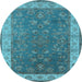 Round Oriental Light Blue Traditional Rug, urb963lblu