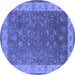 Round Oriental Blue Traditional Rug, urb963blu