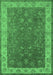 Machine Washable Oriental Emerald Green Traditional Area Rugs, wshurb963emgrn