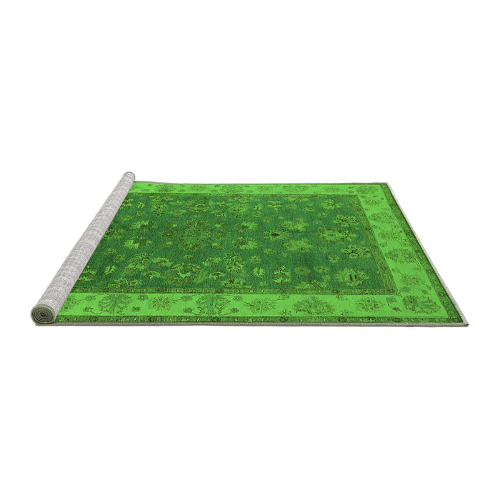 Sideview of Machine Washable Oriental Green Traditional Area Rugs, wshurb963grn