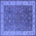 Square Machine Washable Oriental Blue Traditional Rug, wshurb963blu