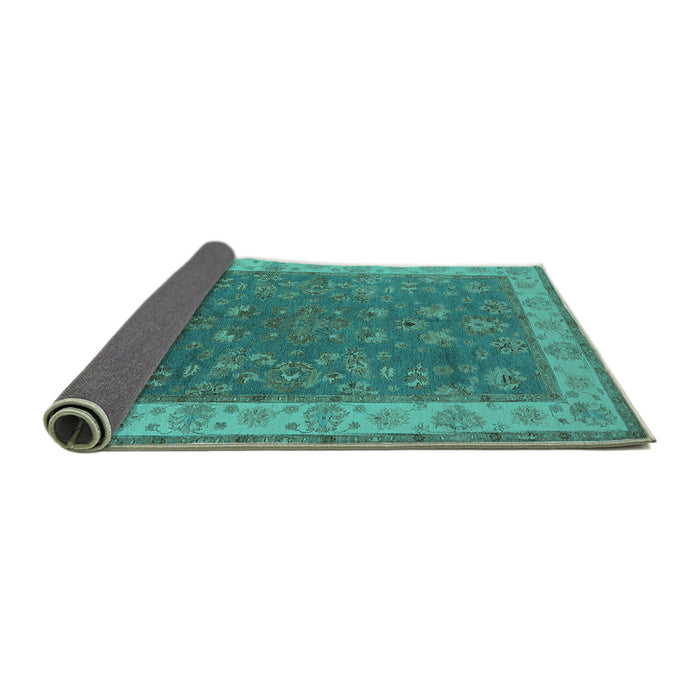 Sideview of Oriental Turquoise Traditional Rug, urb963turq