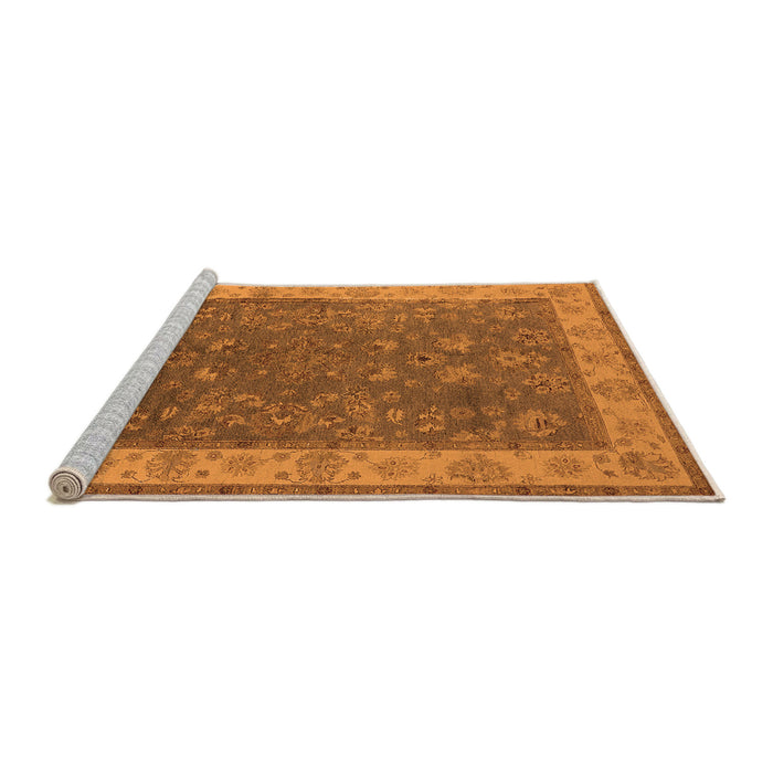 Sideview of Machine Washable Oriental Orange Traditional Area Rugs, wshurb963org