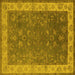 Square Machine Washable Oriental Yellow Traditional Rug, wshurb963yw