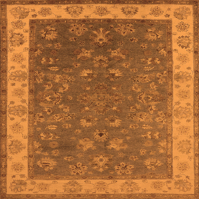 Square Machine Washable Oriental Orange Traditional Area Rugs, wshurb963org