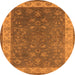 Round Machine Washable Oriental Orange Traditional Area Rugs, wshurb963org