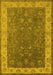 Machine Washable Oriental Yellow Traditional Rug, wshurb963yw