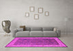 Machine Washable Oriental Pink Traditional Rug in a Living Room, wshurb963pnk