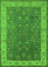 Machine Washable Oriental Green Traditional Area Rugs, wshurb963grn