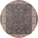 Round Mid-Century Modern Pink Oriental Rug, urb963