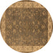 Round Oriental Brown Traditional Rug, urb963brn