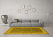 Machine Washable Oriental Yellow Traditional Rug in a Living Room, wshurb963yw