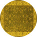 Round Oriental Yellow Traditional Rug, urb963yw