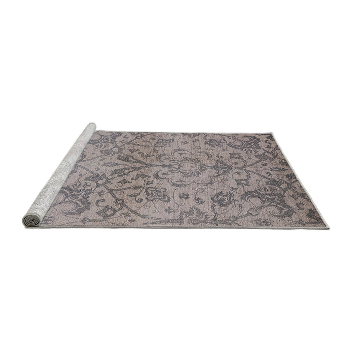Sideview of Machine Washable Industrial Modern Silver Pink Rug, wshurb964