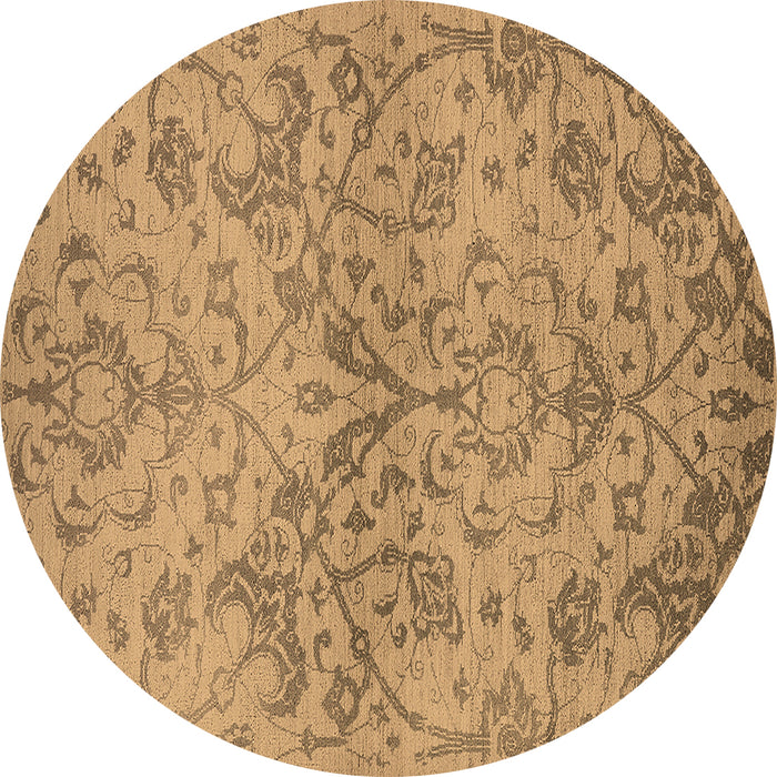 Round Machine Washable Oriental Brown Industrial Rug, wshurb964brn