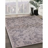 Mid-Century Modern Silver Pink Oriental Rug, urb964